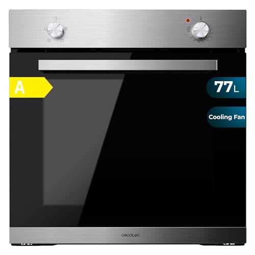 Cecotec Horno Integrable Convencional de 77L Bolero Hexa C126000B. 2800W, Bajo Consumo, 4 Funciones, Cocción y Limpieza con Vapor, Ventilador, Triple Cristal, Luz Interior, Detalles Inox