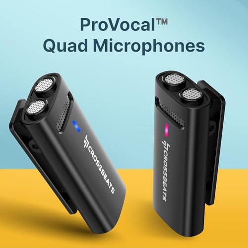 Image of CrossBeats Clip M01 Wireless Mic for YouTube | 2.4GHz Collar Microphone | 40H Battery, Noise Cancellation | Vlogging, Reels & Video Recording | iPhone, Android Type-C | Content Creators | Lapel Mic