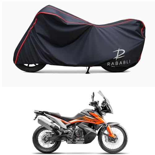 Image of Waterproof Bike Body Cover Compatible for | KTM 790 Adventure STD | Taffeta Fabric, Red Piping Design, Bottom Elastic Fit | Dustproof, Sun UV & Rain Protection for All Bikes
