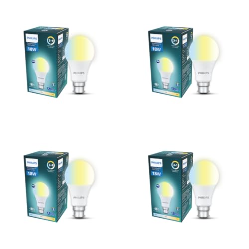 Image of Philips SceneSwitch 18W LED Bulb | 3-in-1 Light Modes CDL-NW-WW | B22 Base | Change Brightness with Wall Switch | Energy Efficient | Pack of 4