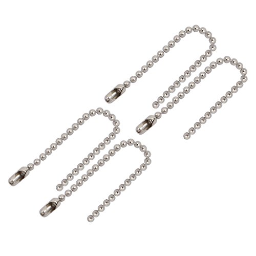 Aexit 4pcs 1.5mm Lighting fixtures and controls Dia Metal Beaded Connector Ball Key Chain 6cm Length Silver Tone