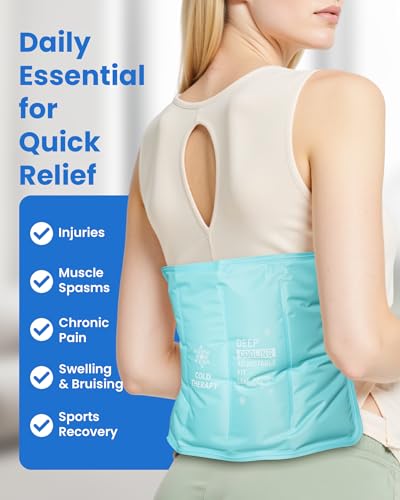 Gel Ice Packs Reusable Soft, Ice Pack for Back Pain Relief, 40Min Long-Lasting Hot and Cold Pack for Pain Relief, Flexible Cold Compress for Lower Back, Shoulder, Hip, Elbow, Leg, Knee, 14.5" x 11" — view 3