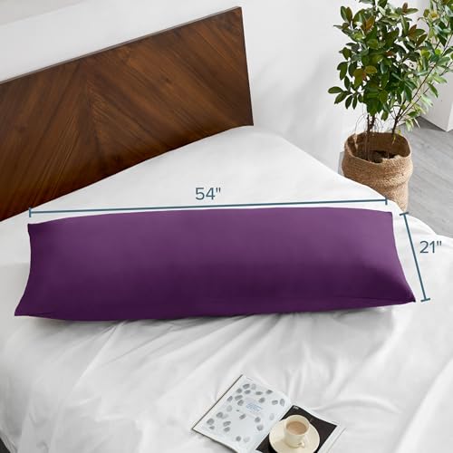 Image of Bare Home Microfiber Body Pillow Cover - Ultra Soft - Cooling Pillowcase - Double Brushed - Pillowcase with Zipper Closure - Easy Care (21''x54'' Body Pillow Cover, Plum)