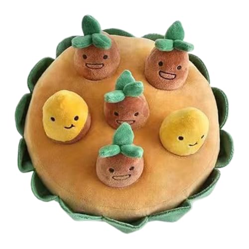 Juguetes chirriantes para perros,Juguetes chirriantes para perros,Juguetes para perros escondidos de granja de papas - Rompecabezas interactivos de peluche, juguete de hacha multifuncional pe