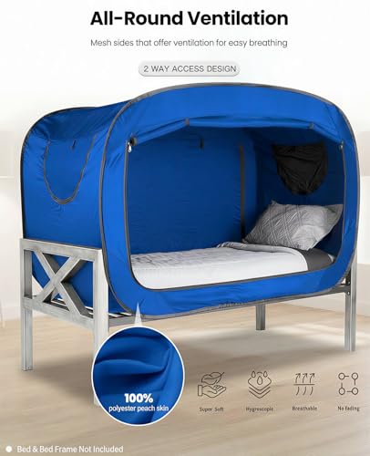 Image of ANC POP Bed Tent Twin Bed Canopy Tents Portable Dream Tent for Kids and Adult Indoor Sleeping Tents with 2 Doors Breathable Private Space Tents