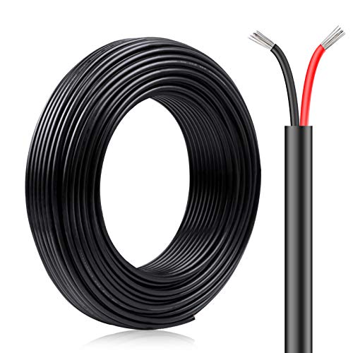 20M/65.6ft 22AWG Extension Cable, Red & Black Tinned Copper Hookup Wire Kit, 2 Pin with Black Reel Package, Extension Electrical Cord for LED Strips Single Colour/Power Supply
