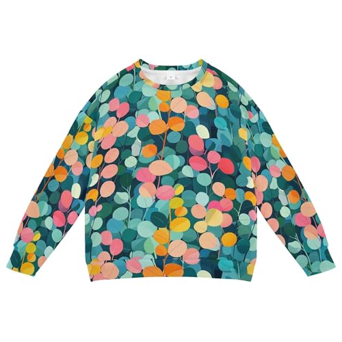 JUNZAN Cartoon Colorful Eucalyptus Leaf Big Boys Sweatshirt Hoodie Fleece Hoodie for Boys Athletic 4T