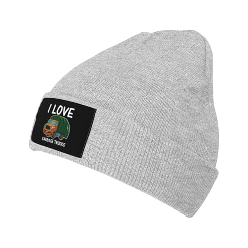Cómodo Mujer Sombrero de Punto Me encantan los Camiones de Basura Punto Beanie Gorro Hombre para Ciclismo,Corriendo,niñas