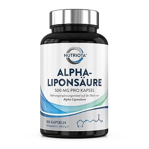 Alpha-Liponsäure ALA 500mg | 180 hochdosierte vegane Kapseln | Hilft bei Entzündungen, unterstützt Blutzucker-Regulation und Nervengesundheit, wirksam gegen kribbelnde Füße, Hände, Gliedmaßen und mehr