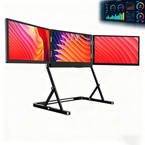 Image of 15.6 Inch Triple Laptop Extender, FHD 1080P IPS Portable Foldable Monitor, One Cable for Three Displays, HDMI /USB-C N Play, Travel Productivity Monitor.