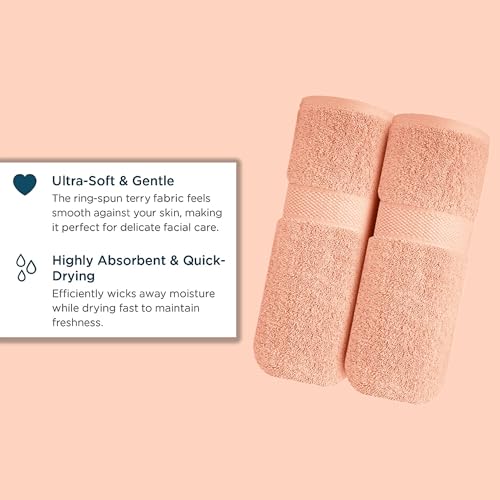 Image of Sulfar 100% Combed Cotton, Quick Drying Highly Absorbent Thick Bathroom Towels, Luxury Bath Towel Set (Pack of 2, 70 X 140 cm) - 600 GSM (Tender Peach)