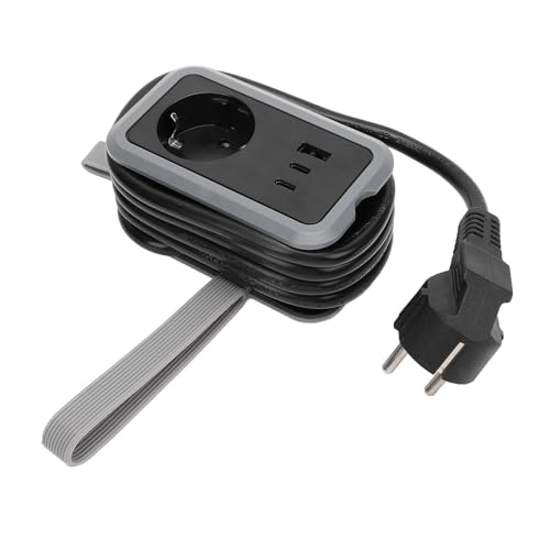 Rengue Regleta de Viaje Portátil Cruise Essentials con 1 Tomacorriente 1 USB A 2 Puertos USB C Cable de Enchufe Plano de 4.9 Pies para Viajes, Hogar, Oficina, Hotel, Dormitorio