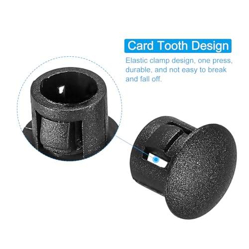Image of PATIKIL Hole Plugs Plastic, 100 Pcs 8mm(5 /16 inch) Screw Bumper Hole Plug Flush Snap Type Round Hole Cover Caps for Round Holes Cabinet Furniture Kitchen, Black