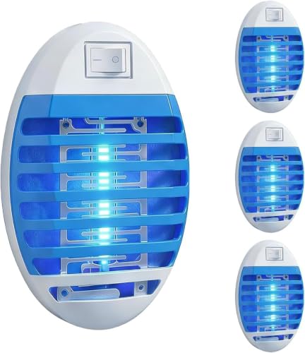LOFFU 4 Packs Bug Zapper Light Insect killer Mosquito repellent plug in With grid to prevent accidental contact Electric Light Trap Mini Pest Repellent for Mosquito/Flies