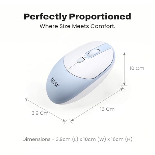 Image of EVM 2.4GHz Wireless Mouse with USB Receiver | 1200 DPI Optical Sensor | 4 Keys Ergonomic Mouse | Smooth Tracking | Wireless Mouse for Laptop, Desktop & Mac | EWLM-540-Blue