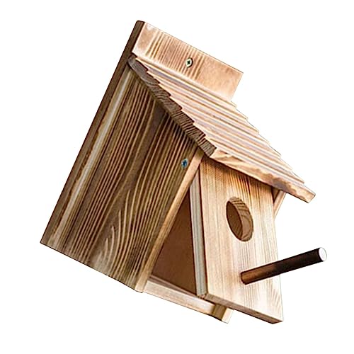 PAMINGONO 屋外の木製オウムの巣 ぶら下がっている鳥 ペット 鳥の餌箱吊り下げステーション 屋外用窓用バードフィーダー 大きな鳥の家 屋外の鳥の休息の巣 屋外用バードハウス インコの巣箱