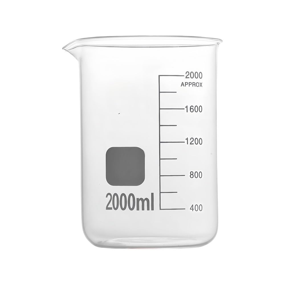 Contenitore in vetro da laboratorio 1 misurino alto in vetro borosilicato da 50 ml a 2000, laboratorio, becher graduati di precisione alta qualità(2000ml)