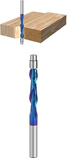 Trvoxviq 1PCS Spiral Router Bit,1/4" Shank Upcut Pattern Flush Trim Bits with Nano Coated, CNC Template Bit Milling Cutter Tool for Wood Trimming 1-1/8 Inch Cutting Length Extra Long 3 Inch OVL