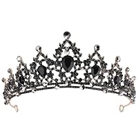 Qnvyw Elegante Schwarze Krone für Erwachsene, 19 * 12 cm, Ideal für Hochzeiten und Bälle, Schwarzes Krone für besondere Anlässe