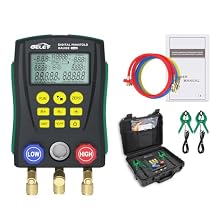 Refrigeration Digital Manifold HVAC System Gauge, High-Precision Vacuum Pressure Temperature Leakage Tester Dignostic Meter Tolerance Range -/+0.4%