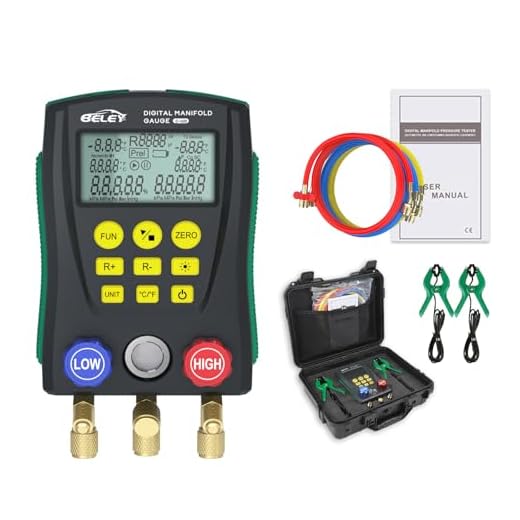 BELEY Refrigeration Digital Manifold HVAC System Gauge, High-Precision Vacuum Pressure Temperature Leakage Tester Dignostic Meter for Testing & Maintaining Air-Conditioner, Refrigerator (DUOYI-Set)