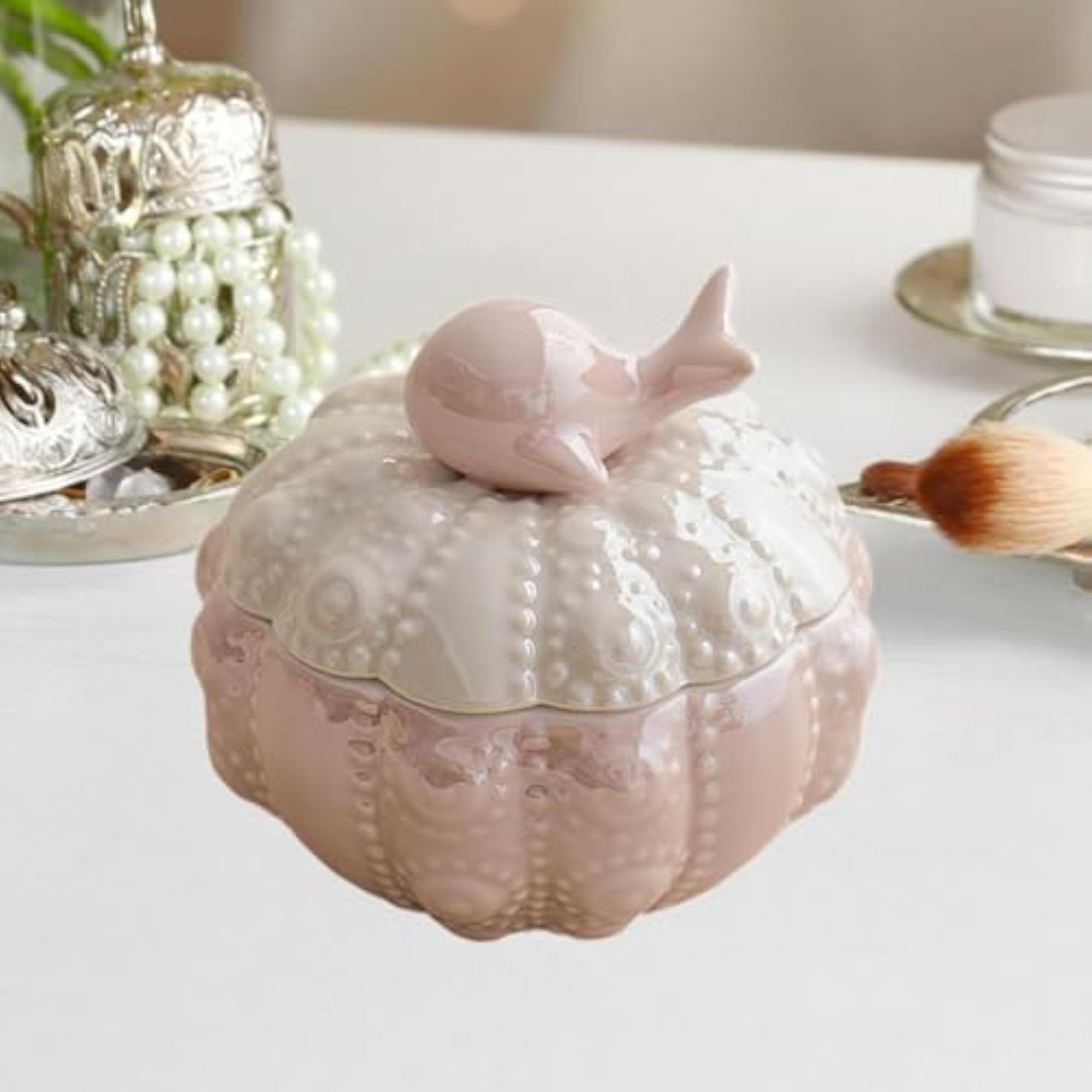 Pink Modern Trinket Jewelry Storage Case for Dresser