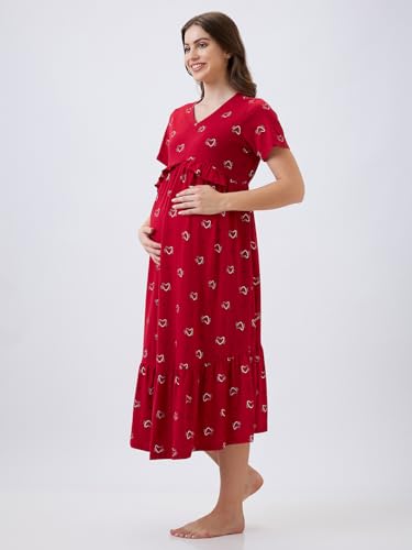 Image of AV2 Women's Cotton Midi Maternity Nighty