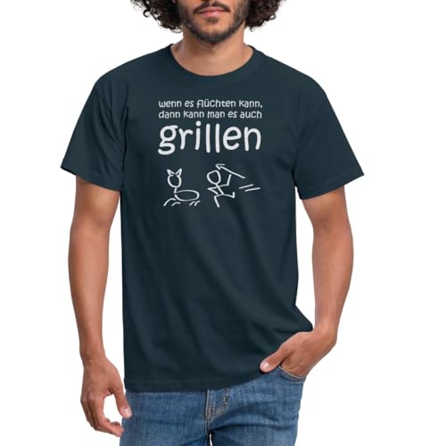 Grillsprüche Wenn Es Flüchten Kann Männer T-Shirt, XL, Navy