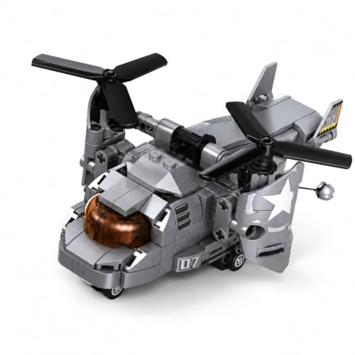 Image of Yashoni Transport Plane Building Blocks Set - 218 Pcs Military Gunship Model | Dual Pull String Propeller Action, STEM Construction Toy for Kids 6+ Boys & Girls | Educational 3D Building Kit, Gift