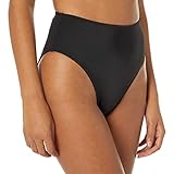 amazon essentials slip bikini a vita alta sgambato donna, nero slavato, 46