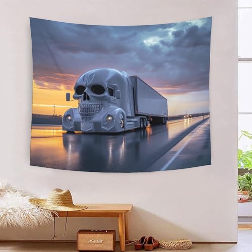 Manta de pared con camión 3D, el tapiz de poliéster ideal para renovar tu decoración rápido.