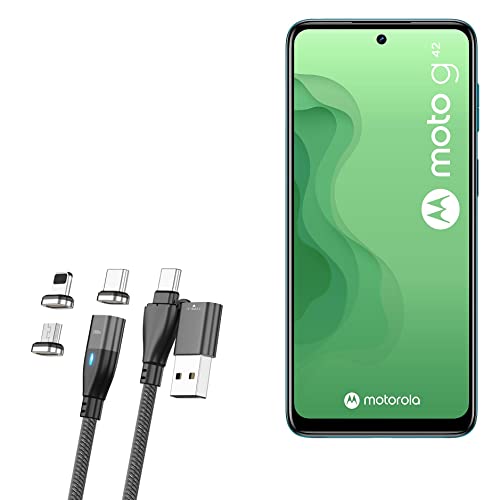 BoxWave Cable Compatible with Motorola Moto G42 - MagnetoSnap PD AllCharge Cable (100W), Magnet PD 100W Charging Cable USB Type-C Micro USB for Motorola Moto G42 - Jet Black