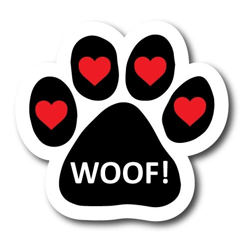 Image of Magnet Me Up Woof! with Heart Pawprint Magnet Decal, 5 Inch, Heavy Duty Automotive Magnet forCar Truck SUV