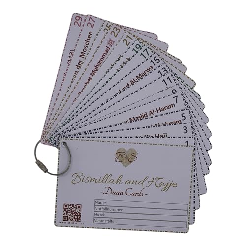 Bismillah and Hajj – Duaa Cards & Guide para Hajj y Umrah con llavero
