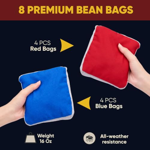 Image of Solid Wood Cornhole Board Set - Natural, 8 Bean Bags | Premium Wooden Boards, 8 All-Weather Bean Bags, Integrated Bean Bag Storage, Foldable Legs
