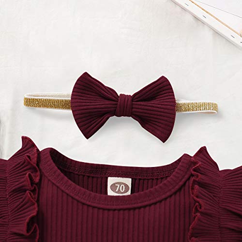 Image of Newborn Baby Girl Clothes Infant Girls Outfits Ruffle Sleeve Romper Bodysuit Floral Pants Toddler Baby Girl Outfits