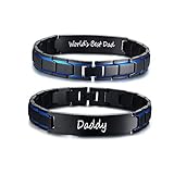♥♥ 【Cadeaux de fête des pères pour hommes】 - Un bracelet cool avec des mots d'amour gravés dessus sera un cadeau d'anniversaire parfait pour votre papa.