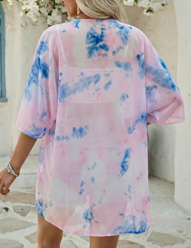 Image of Chunoy Women Floral Beach Wear Cover Up Chiffon Kimono Cardigan Open Front Blouse Top