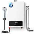 SNDOAS Tankless Water Heater,16L On Demand Water Heater Natural Gas, 4.23 GPM 85,300BTU Instant Hot Water, LED Display, Indoor Installation, 2-3 Point Use for Family Bathroom Kitchen,White
