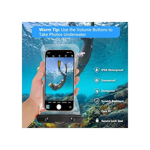 Image of Waterproof Phone Pouch, Dry Bag with Lanyard,Universal Waterproof Phone Case for iPhone 14 13 12 11 Pro Max XR X XS SE 8 Plus Samsung S23 S22 Ultra S21 S10 S9 up to 7 inch (Black-Pack of 2)