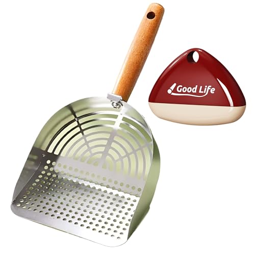 猫砂スコップ細かい ステンレス 猫用スコップ の使い心地 大粒分類 砂漏れ設計 頑丈で長持ち ペット用 お手入れセット 粘着ローラー 洗える メッシュ ひっかけ フック付 コロコロ ミニ 服についた猫の毛取り 猫 トイレ スコップ ひっかけ (レッドミニ粘