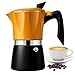 TWOMEOW Stovetop Coffee Maker Espresso Italian Moka Pot with Transparent Top Lid, 300ml-6 Espresso Cups, Classic Aluminium Coffee Percolator, Orange/Black