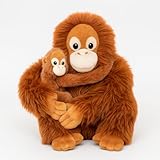 The Trendy Turtle Orangutan Plush Mama and Baby Great Apes Stuffed Animal Toy Earth Pals Made from Recycled Raw Materials - 12in Mama and 5in Baby