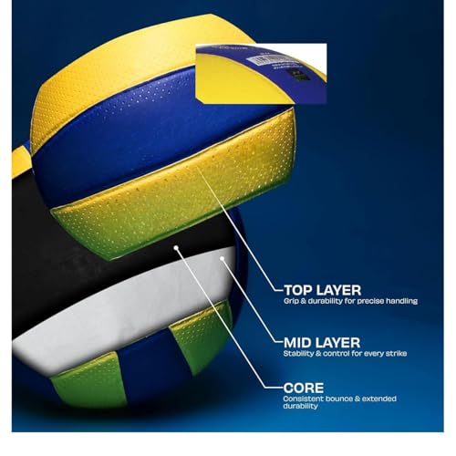 Image of Volleyball Size 5 - Professional Match & Training Ball | Indoor Outdoor Rubber PVC | High Grip Soft Touch