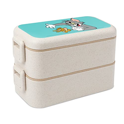 トムとジェリー 弁当箱 ランチボックス 二段 ふわっと盛れる おべんとう箱 スプーン付き 女性用 男性用 子供用 抗菌 お弁当箱 大容量 長さ18cm*幅9cm*厚さ12cm