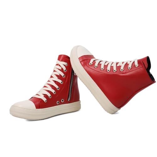 Image of IMPREMEY Women's High Top Sneakers Lace Up PU Leather Shoes with Thick Soles and Zipper, Fashionable Walking Shoes