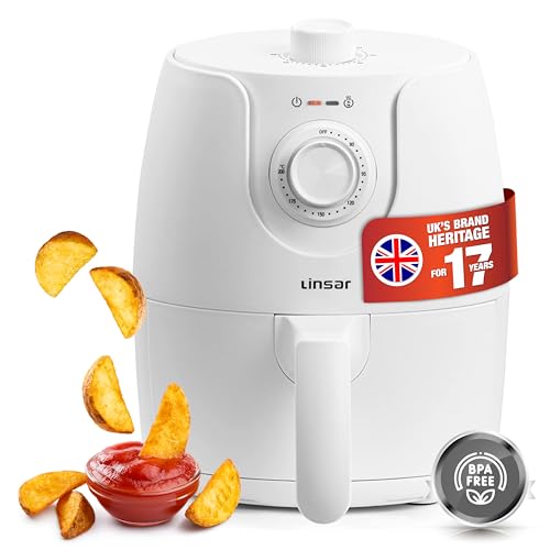 Linsar - White Air Fryer - 1.8L - incl. Timer and Individual Temperature Adjuster - Oil Free - More Energy Saving & Faster than Traditional Ovens - 1200 Watt (White)