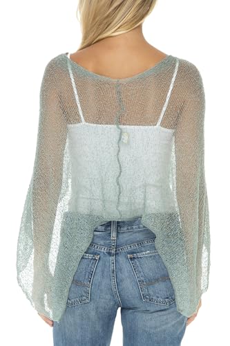 Image of SHU-SHI Womens Sheer Knit Poncho Shrug Lightweight Cover Up One Size Fits Most