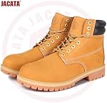 Jacata Bottes industrielles en cuir imperméable pour hommes Bottes de travail en caoutchouc de construction de semelle