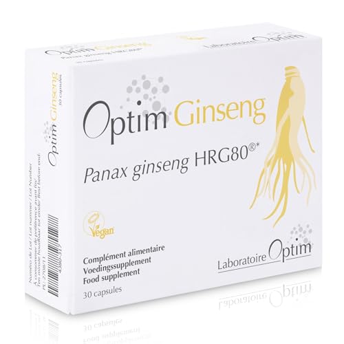 OPTIM Ginseng Naturel pour Homme Érection 30 Gélules 1 Mois | Panax Ginseng Rouge de Corée Cultivé en Belgique Extra Fort en Ginsenosides Puissant